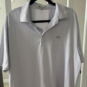 Peter Millar Men's Polo Shirt - Light Blue and White Stripes